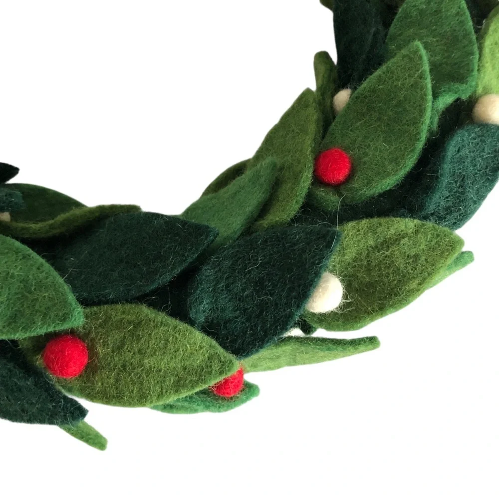 NWT Trader Joe's Christmas Handcrafted Felted Wool Wreath Rare 2025